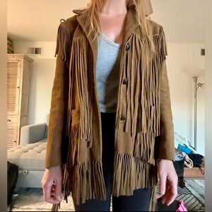 Vintage leather fringe jacket